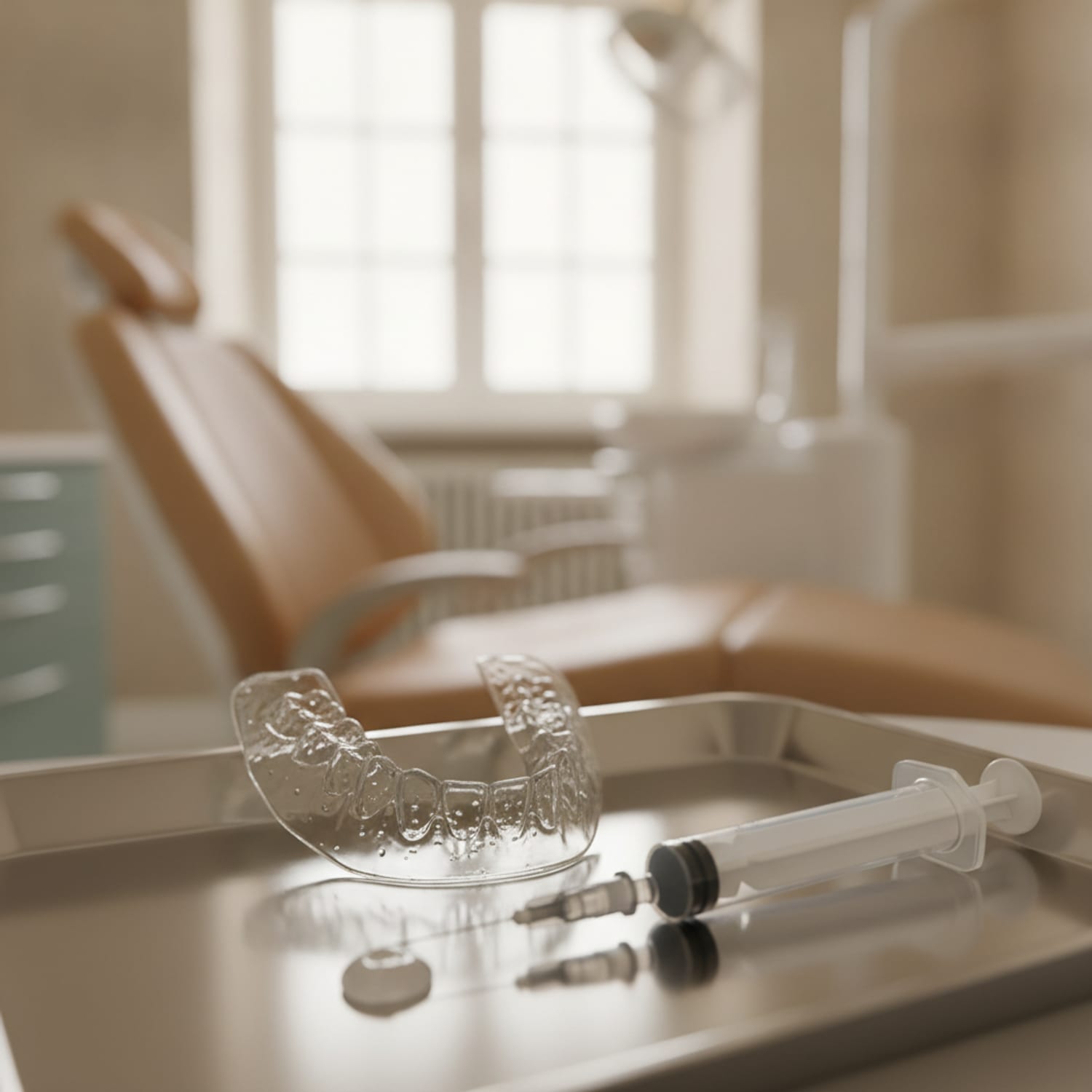 A professional whitening tray with whitening gel syringe — Centre Dental NYC