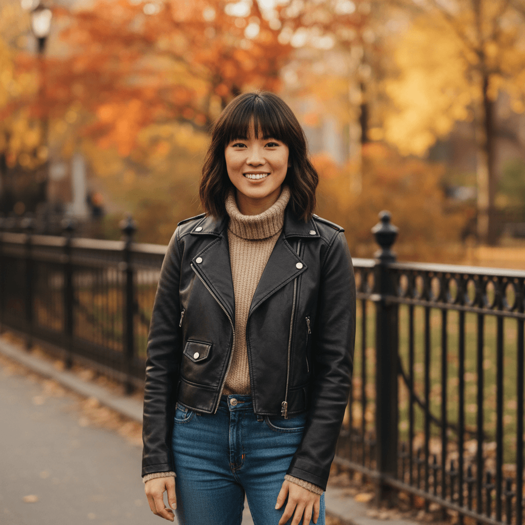 East Village NYC resident smiling in Tompkins Square Park near Centre Dental